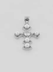 Silvery Brass Cross Pendant 23mm