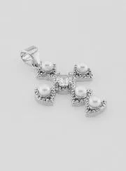 Silvery Brass Cross Pendant 23mm