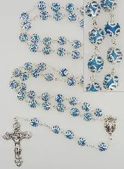 Blue Bead Rosary - Miraculous Medal and Baroque Cross