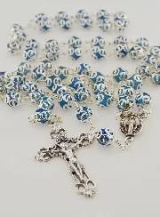 Blue Bead Rosary - Miraculous Medal and Baroque Cross