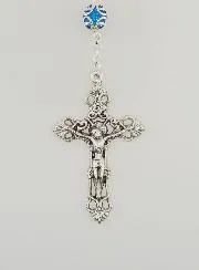 Blue Bead Rosary - Miraculous Medal and Baroque Cross