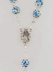 Blue Bead Rosary - Miraculous Medal and Baroque Cross