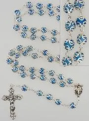 Miraculous Virgin Rosary with Baroque Cross - Blue