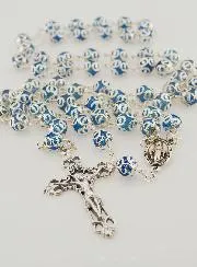 Miraculous Virgin Rosary with Baroque Cross - Blue