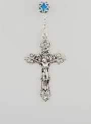 Miraculous Virgin Rosary with Baroque Cross - Blue