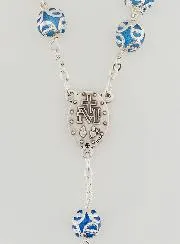 Miraculous Virgin Rosary with Baroque Cross - Blue