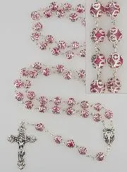Pink Bead Rosary - Miraculous Medal and Baroque Cross