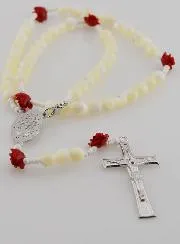 Mother-of-Pearl and Ceramic Rosary - Miraculous Medal