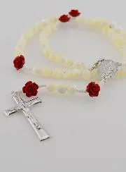 Mother-of-Pearl and Ceramic Rosary - Miraculous Medal