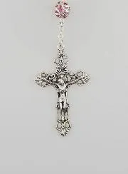 Miraculous Virgin Rosary and Baroque Cross - Pink