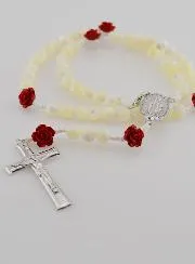 Mother-of-Pearl Rosary Necklace with Miraculous Medal