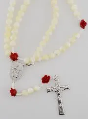 Mother-of-Pearl Rosary Necklace with Miraculous Medal