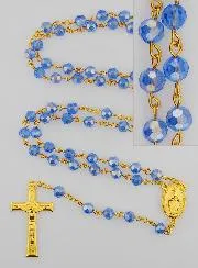 Blue Crystal Rosary with Miraculous Medal