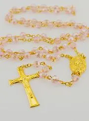 Pink Crystal Rosary with Miraculous Medal