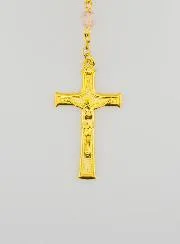Pink Crystal Rosary with Miraculous Medal