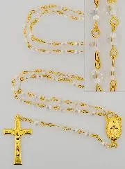 White Crystal Rosary with Miraculous Medal