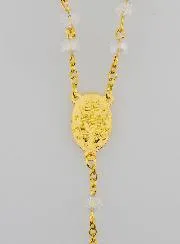 White Crystal Rosary with Miraculous Medal