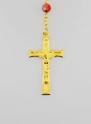 Red Crystal Rosary with Miraculous Medal