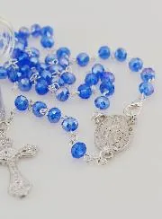 Blue Crystal Rosary with Miraculous Medal