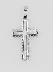 Cross Pendant Mother-of-Pearl and Silvery Brass