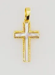 Mother-of-Pearl and Golden Brass Cross Pendant