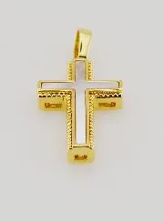 Mother-of-Pearl and Golden Brass Cross Pendant