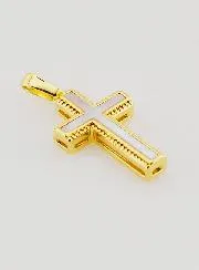 Mother-of-Pearl and Golden Brass Cross Pendant