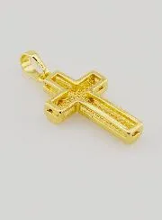 Mother-of-Pearl and Golden Brass Cross Pendant