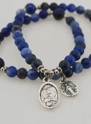 Sodalite Rosary with Miraculous Medal and St Joseph