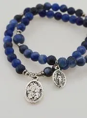 Sodalite Rosary with Miraculous Medal and St Joseph