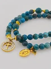 Miraculous Medal Rosary with Apatite Stones