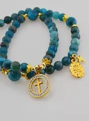 Miraculous Medal Rosary with Apatite Stones