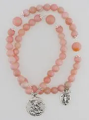 Miraculous Medal Rosary and St Michael in Pink Opal