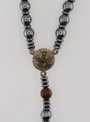 Miraculous Virgin Rosary in Hematite and Tiger's Eye