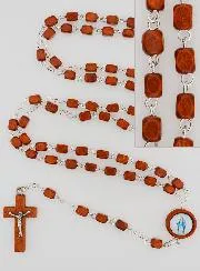 Miraculous Virgin Mary Rosary in Light Wood