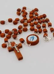 Miraculous Virgin Mary Rosary in Light Wood
