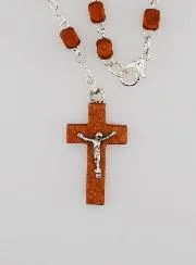 Miraculous Virgin Mary Rosary in Light Wood