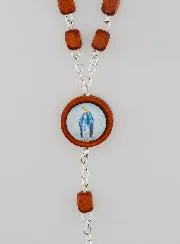 Miraculous Virgin Mary Rosary in Light Wood