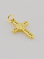 Brass Cross Pendant with Heart - 15mm