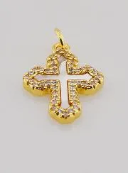 Orthodox Cross Pendant with Rhinestones and Mother-of-Pearl - 17mm