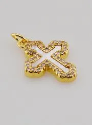 Orthodox Cross Pendant with Rhinestones and Mother-of-Pearl - 17mm