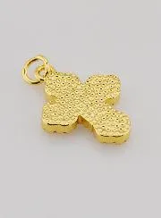 Orthodox Cross Pendant with Rhinestones and Mother-of-Pearl - 17mm