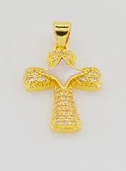 Cross Pendant with Star in Brass and Mother-of-Pearl - 22mm