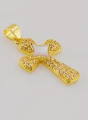 Cross Pendant with Star in Brass and Mother-of-Pearl - 22mm