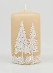 Christmas Candle Christmas Trees and Snow - Cappuccino