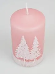 Christmas Candle Christmas Trees and Snow - Pink Powdered