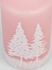 Christmas Candle Christmas Trees and Snow - Pink Powdered