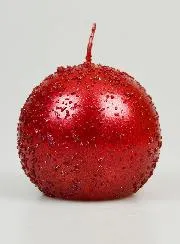 Tabletop Glitter Ball Candle 8cm - Red