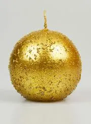 Glitter Ball Christmas Candle 8cm - Antique Gold