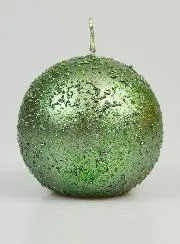 Tabletop Glitter Ball Candle 8cm - Fir Green